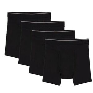 4-Pack Men's Boxer Briefs Black Tagless Cotton Stretch Lg 36-38 Comfort Kirkland